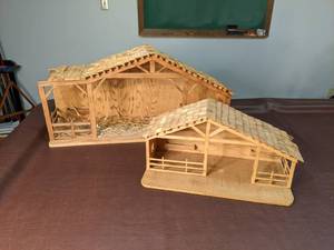 lot 270 image: (2) Rustic Wood Manger Decorations