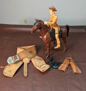 lot 383 image: Vintage Cowboy and Horse Toy, Leather Chaps