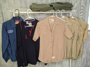 lot 499 image: Mens Uniform Shirts Mechanic, Military, etc.