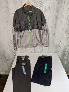 lot 512 image: Brand New Mens Clothing Light Jacket, Sweats, Shorts