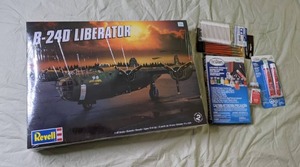 lot 564 image: Revell B-24D Liberator Bomber 148 Model Plane Kit w Paints, Brushes, etc.