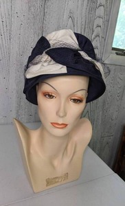 lot 528 image: Vintage Color Block Hat with Lace Detail