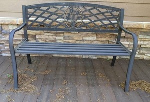 lot 774 image: Outdoor Slatted Metal Bench