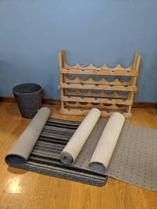 lot 846 image: (3) Runner Rugs, Wine Rack, Waste Basket