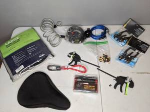 lot 813 image: Bike Accessories Seat Cover, Light, Brake Calipers, Locks, etc.