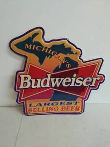 lot 1 image: Vintage Metal Budweiser Sign