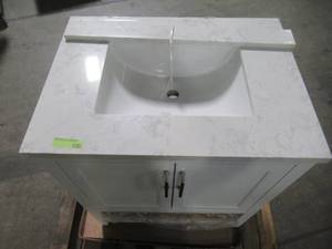 lot 202 image: Home Decorators Collection Newhall 30 in. W x 22 in. D Bath Vanity in White with Cultured Marble Vanity Top in White with White Basin Newhall 30W