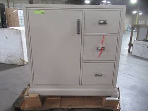 lot 204 image: Home Decorators Collection Vanity Cabinet Only in Rainy Day SLRV3022DR
