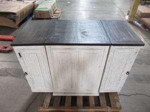 lot 219 image: Progressive Furniture Margarita Pine Vintage White Bar Cabinet A500-74W