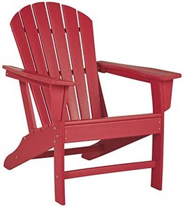 lot 27A image: Ashley Furniture Sundown Treasure Outdoor Adirondack Chair, Red - BRAND NEW NO RESERVE