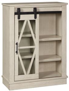 lot 40 image: Signature Design by Ashley Bronfield Accent Cabinet - Sliding Door, White A4000133 - BRAND NEW NO RESERVE