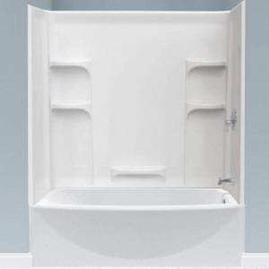lot 400 image: American Standard Ovation 5 ft. x 30 in. Right Drain Bathtub in Arctic White with Wall Surround.