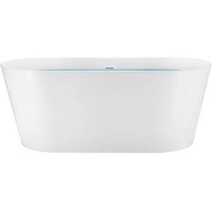 lot 402 image: Akdy 59 in. Glossy White Acrylic Tub for Bathtub with Tub Filler combo - Modern Flat Bottom Stand Alone Tub, BT0120-21DS. - CRACK ON INSIDE RH SIDE.
