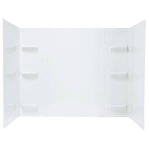 lot 403 image: Mustee Durawall 42 in. x 72 in. x 58 in. 5-Piece Easy Up Adhesive Bath Tub Surround in White, 56WHT.