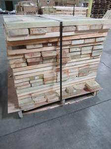 lot 93 image: WHOLESALE MIXED PALLET OF Approximately 160 PCS OF 38 14 x 5 12 x 1 12 WOOD PLANKS USED FOR 42 PALLET RACKING SUPPORT Use for many projects.