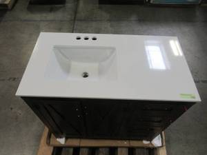 lot 305 image: Timeless Home 36 in. W x 19 in. D x 34 in. H Single Bathroom Vanity in Espresso with White Quartz Top and White Basin TH180436ESP