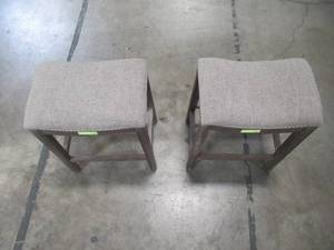 lot 309 image: New Ridge Home Goods Saddle Style 25 Counter Height Stool (Set of 2) with Cobble Fabric NH100154-FCS-WG