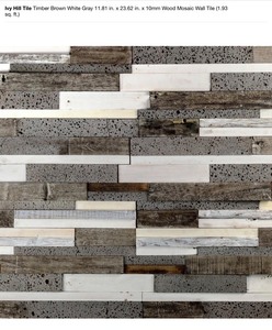 IVY HILL TILE TIMBER BROWN WHITE GRAY 11.81 IN. X 23.62 IN. X 10MM WOOD MOSAIC WALL TILE (1.93 SQ. FT.). SEE PICTURES