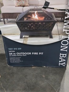 HAMPTON BAY TIPTON 34 IN. STEEL DEEP BOWL FIRE PIT IN OIL RUBBED BRONZE. SEE PICTURES