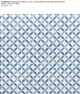 IVY HILL TILE CAVANAUGH DECO BLUE 8 IN. X 8 IN. X 14MM MATTE PORCELAIN FLOOR AND WALL TILE (9 PIECES  3.87 SQ. FT.  BOX). SEE PICTURES