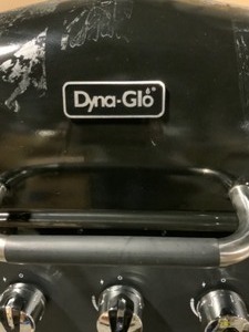 DYNA-GLO 3-BURNER OPEN CART PROPANE GAS GRILL IN BLACK. VARIOUS CONDITIONS. SEE PICTURES