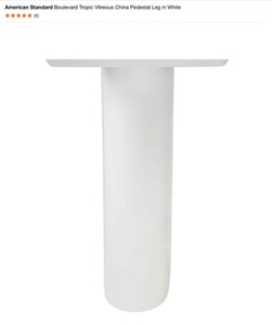 AMERICAN STANDARD BOULEVARD TROPIC VITREOUS CHINA PEDESTAL LEG IN WHITE. SEE PICTURES