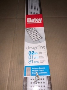 lot 5 image: OATEY DESIGNLINE 32 IN. STAINLESS STEEL LINEAR SHOWER DRAIN WITH SQUARE PATTERN DRAIN COVER. SEE PICTURES