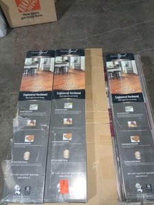 lot 21 image: HOME LEGEND HAND SCRAPED OAK GUNSTOCK 38 IN. T X 4-34 IN. W X VARYING LENGTH CLICK LOCK HARDWOOD FLOORING (24.94 SQ. FT.  CASE). SEE PICTURES