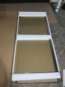 lot 31 image: DELTA 516 in. x 34.75 in. x 72 in. Frameless 1-Piece Direct-to-Stud Corner Shower Glass Panel in Stainless