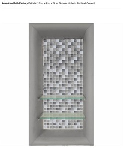 lot 41 image: AMERICAN BATH FACTORY DEL MAR 12 IN. x 4in x 24IN. SHOWER NICHE IN Portland CEMENT