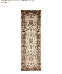lot 43 image: UNIQUE LOOM Rushmore Lincoln Ivory 2 0 x 6 0 Runner Rug