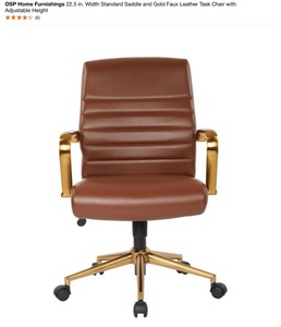 lot 65 image: OSP HOME FURNISHING 22.5 in. Width Standard Saddle and Gold Faux Leather Task Chair with Adjustable Height