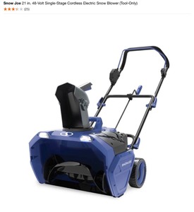 lot 79 image: SNOW JOE 21 in. 48-Volt Single-Stage Cordless Electric Snow Blower (TOOL-ONLY)