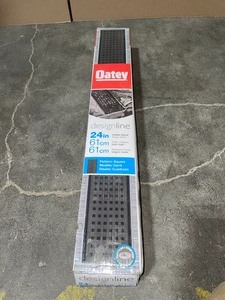 lot 2 image: OATEY DESIGNLINE 24 IN. STAINLESS STEEL LINEAR SHOWER DRAIN WITH SQUARE PATTERN DRAIN COVER IN MATTE BLACK. SEE PICTURES