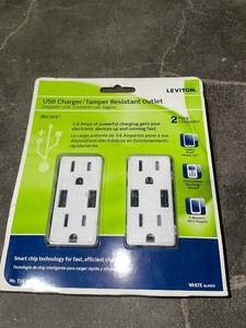 lot 3 image: LEVITON DECORA 15 AMP COMBINATION DUPLEX OUTLET AND USB CHARGER WHITE (2-PACK). SEE PICTURES