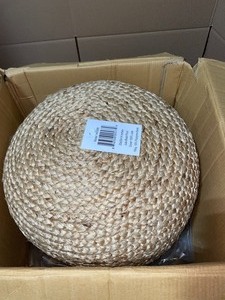 lot 5 image: NA 20X20X14-IN CHUNKY NATURAL JUTE BRAID POUF. SEE PICTURES