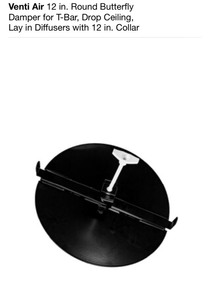 lot 10 image: VENTI AIR 12 IN. ROUND BUTTERFLY DAMPER FOR T-BAR, DROP CEILING, LAY IN DIFFUSERS WITH 12 IN. COLLAR. SEE PICTURES