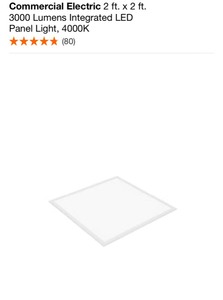 lot 18 image: COMMERCIAL ELECTRIC 2 FT. X 2 FT. 3000 LUMENS INTEGRATED LED PANEL LIGHT, 4000K. SEE PICTURES