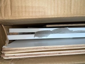 lot 47 image: HAMPTON BAY SHAKER READY TO ASSEMBLE 30 IN. W X 34.5 IN. H X 24 IN. D X PLYWOOD SINK BASE KITCHEN CABINET IN DENVER WHITE. SEE PICTURES