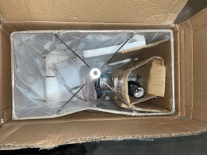 lot 64 image: ELEGANT DESIGNS 28.25 IN. CHROME AND BLACK CONFERENCE ROOM HOURGLASS SHAPE PENDULUM TABLE LAMP. SEE PICTURES