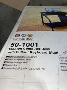 lot 71 image: ONESPACE 30 IN. RECTANGULAR BLACK COMPUTER DESK WITH KEYBOARD TRAY. SEE PICTURES