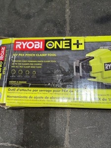 lot 78 image: RYOBI 18-VOLT ONE LITHIUM-ION CORDLESS PEX TUBING CLAMP TOOL (TOOL ONLY). SEE PICTURES