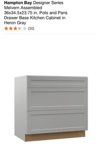 lot 91 image: ASSORTED HAMPTON BAY DESIGNER SERIES MELVERN HERON GRAY KITCHEN CABINETS. SEE PICTURES