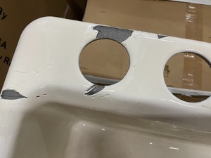 Kohler Riverby 25 Undermount Single Basin Cast Iron Kitchen Sink ModelK-5872-5UA1-0 damaged&nbsp open box customer returns see pictures