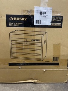 Husky 26 in. W 5-Drawer Tool Chest in Textured Black not used open box customer returns see pictures