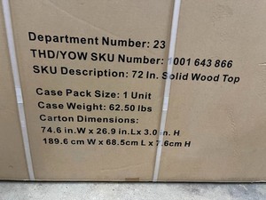 Husky 72 in. Solid Wood Top for Ready-to-Assemble 6 ft. Adjustable Height Workbench not used