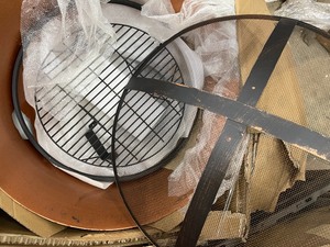 Hampton Bay 34 in. Whitlock Cast Iron Fire Pit damaged review pictures