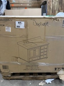 Home Decorators Collection Orillia 42 in. W x 22 in. D Vanity in Greige with Marble Vanity Top in White with White Sink open box customer return not used