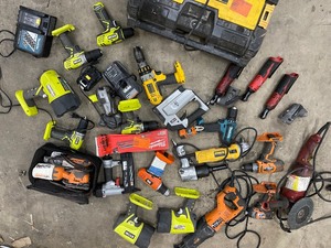 Lot of assorted used power tools various brands and models not tested