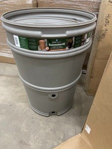 EarthMinded RainStation 45 Gal. Granite Rain Barrel with Diverter Opeb box see pictures